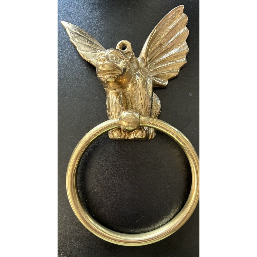 Vintage Brass Gargoyle Towel Ring